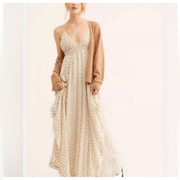 Free People Gold And Cream Maxi Dress - Picture 3 of 15